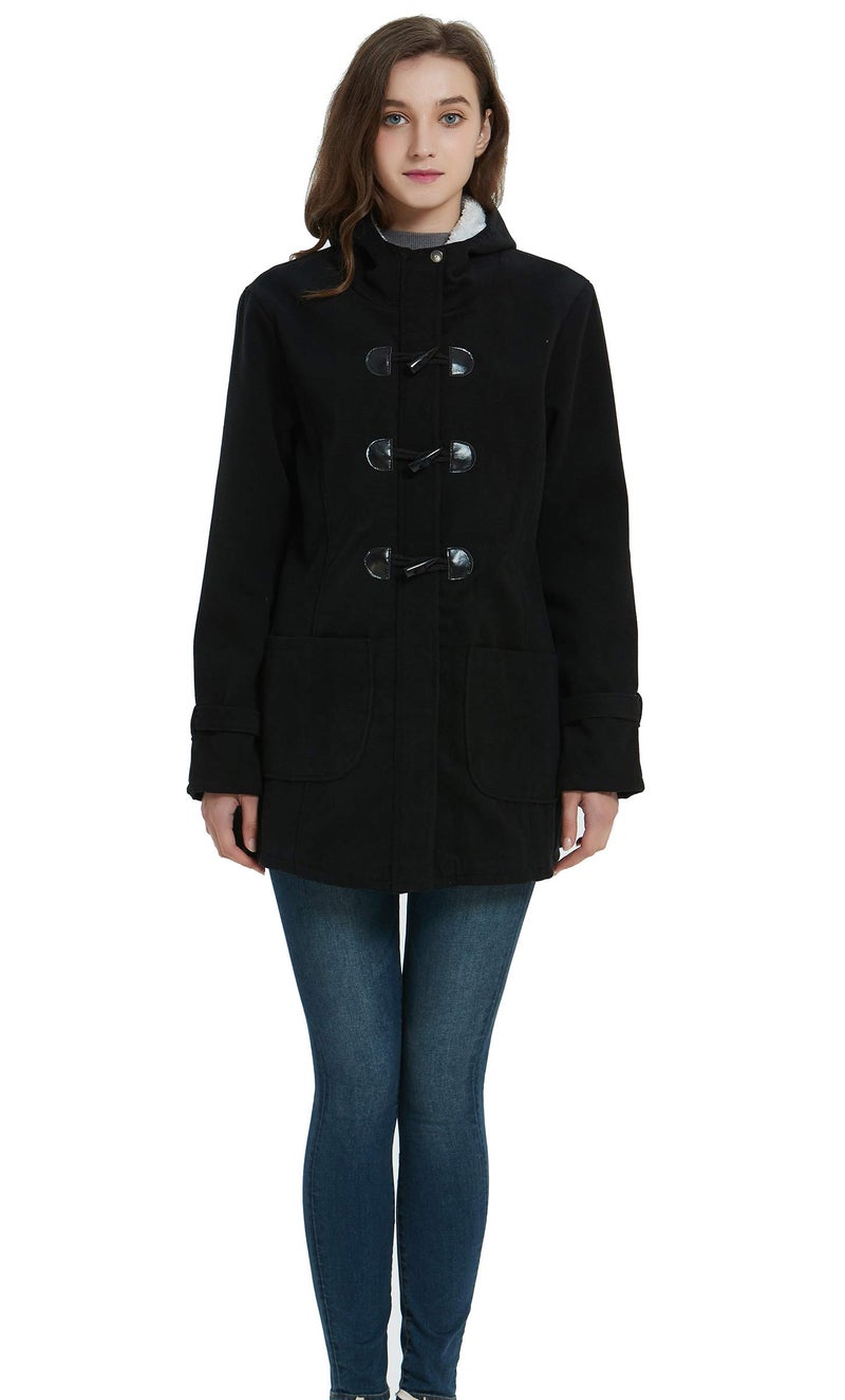 VOGRYE Womens Winter Fashion Outdoor Warm Wool Blended Classic Pea Coat Jacket (FBA) (XL, Black2-Thicker) - Image 3